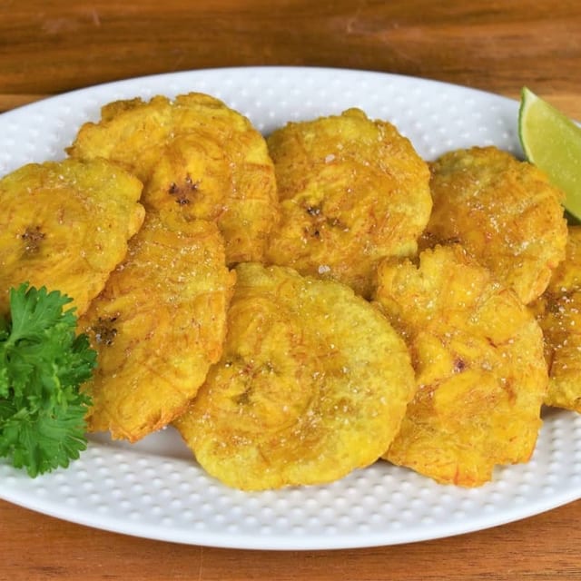 Green Fried Plantains / Tostones.