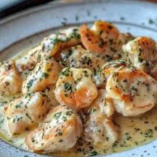 Grilled chicken breast with shrimp/Pechuga de pollo con camarones