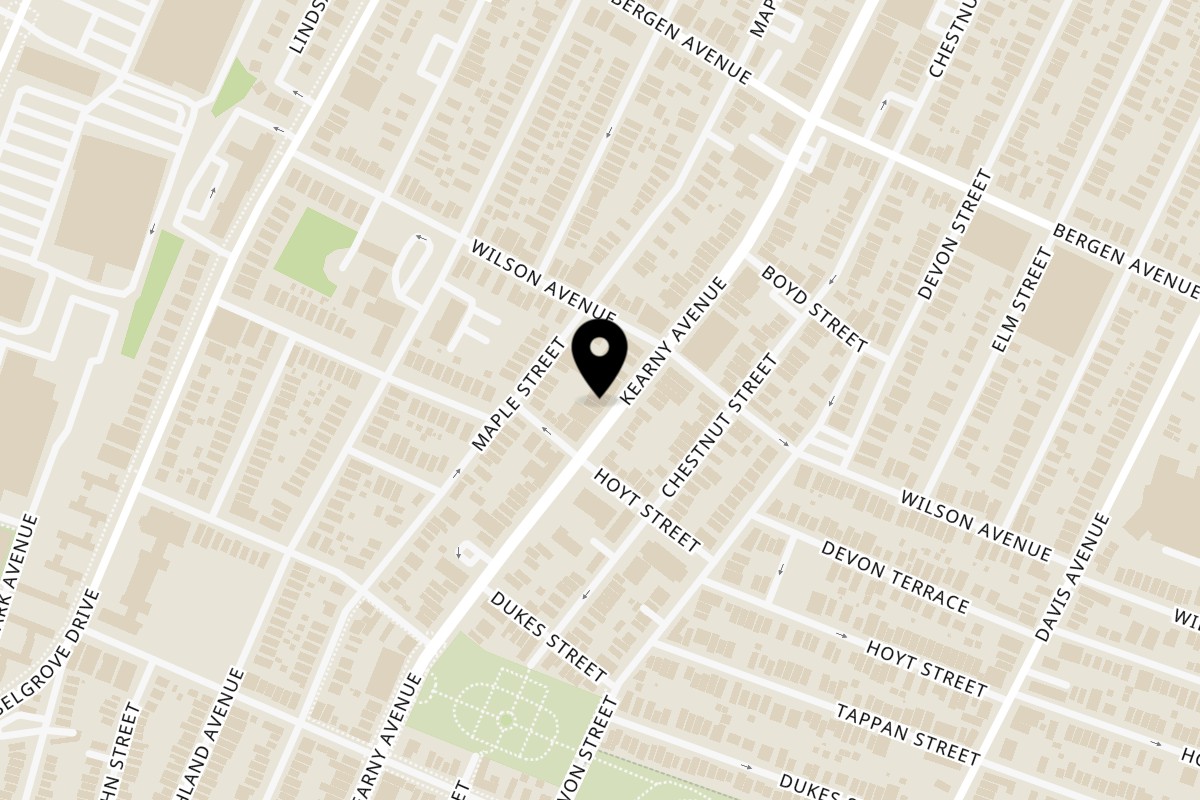 Map showing the location of Pollo Dorado on 147 Kearny Ave in Kearny